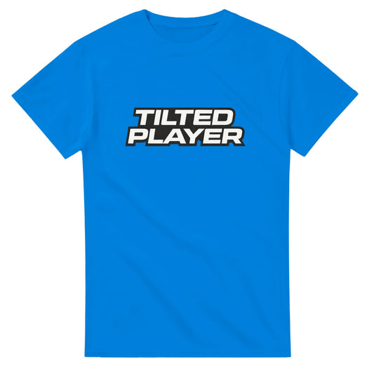 Royal Blue t-shirt with 'Tilted Player' text on a white background